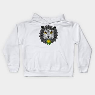 Owl Yellow Rose Wreath Kids Hoodie